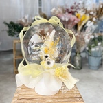 2WAY 直径28cm お花屋さんのバルーンフラワー　206アネモネイエロー　結婚祝い　誕生日　記念日　結婚式　両親贈呈 名入れ　発表会　受付　会場装飾