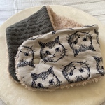 マフラーネックウォーマー　ねこ×グレーキルト