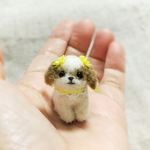 羊毛ミニチュアわんこ(シーズー)ドールハウス、ミニチュアコレクションに！羊毛フェルト