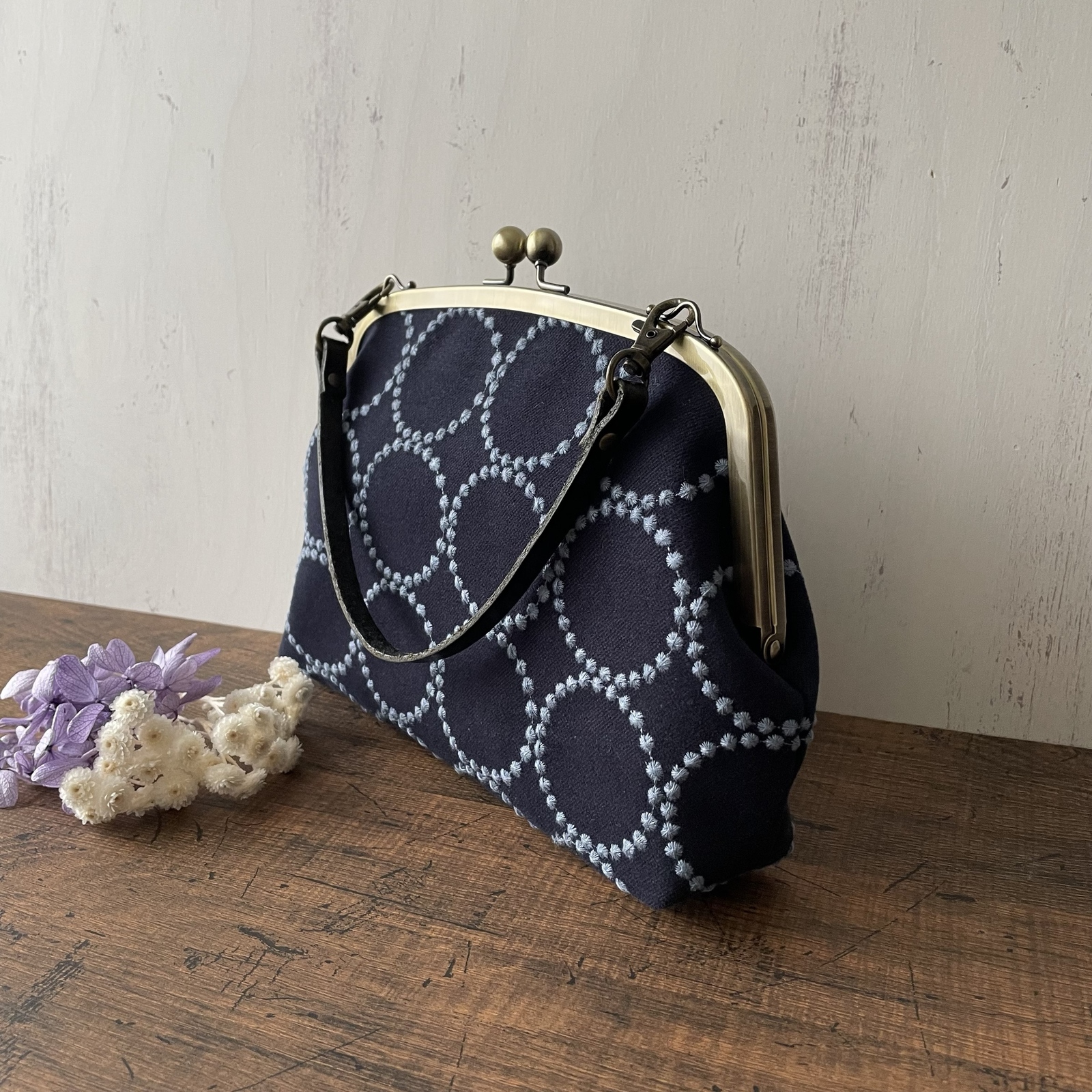 口金24cm がま口 大きめ お財布バッグ ショルダーバッグ Mサイズ 母子