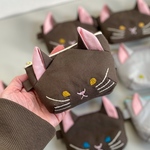 仔猫のおポーチ  ニュアンスグレー イエローアイ