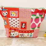 レトロなアニマル マチ付きポーチ ハンドメイド