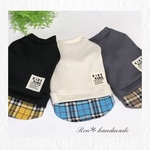犬服『選べる　タータンチェック　ワッフルニット　重ね着風タンクトップ』わんこ服　春　　秋　タンクトップ