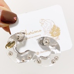クリア×フープ×シルバー ビーズ イヤリング ピアス