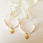 再[Mermaid マーメイド] ピンクシェルフープピアス