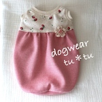 犬服　いちごと千鳥格子のふんわりワンピース🍓