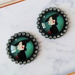 グリーンバック🟩横顔美人さんのガラスピアス✳イヤリング