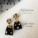 gold×black×ドット イヤリング