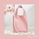 【2way仕様】パールチェーンが可愛い春色ハンドバッグ 《パステルピンク×さくらんぼ》 ※1点限り