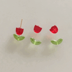 ガラスフラワー/チューリップ【赤色花1個＋緑葉1個】20セットで300円