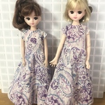  on34リカちゃんお洋服＊ナチュラルなふんわりティアードワンピース　爽やかパープル🍇