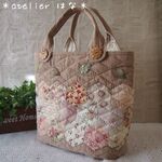 ヒロ様のオーダー品＊シックなプリント＊ヘキサゴンつなぎのトートバッグ２４＊