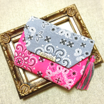 ✾ミニ財布✾コインケース タッセル付き♡バンダナ柄(pink gray)