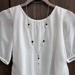 パールとオニキスのロングネックレス（Y字）