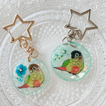 押し花封入レジンキーホルダー ウロコインコ