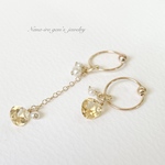 《2way》14kgf citrine × pearl hooppierce