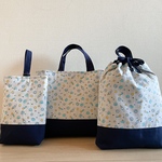 裏地キルティング　グレーの宇宙のレッスンバッグセット　レッスンバッグ　シューズバッグ　お着替え入れ