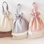 持ち手付き巾着♡くすみグリーン25×30