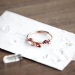 再販しました！/Small Leaf Ring/Rhodolite Garnet Marquise/ローズゴールドカラーsv925