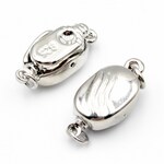 ビーズクラブ クラスプ 留め金 ピーナッツ 銀 2個 20mm ビーンズ型 ネックレス ブレスレット パーツ ハンドメイド [4582434319416]