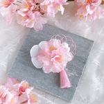 【春限定】和桜の髪飾り【水引ピンク】　ベビーヘアバンド/ヘアクリップ　/ベビー　キッズ/入園　入学　ひな祭り　初節句　誕生日　ハーフバースデー　お宮参り　七五三　お食い初め