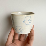 【再販】青い鳥柄のフリーカップ　蕎麦猪口/小鉢/陶器