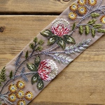 70㎝カット済【インド刺繍リボン】チュール　刺繍　リボン　りぼん   【レッド】