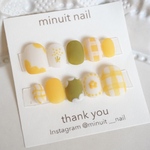 ミモザ ネイルチップ ちぐはぐ ほっこり パステル お花 個性派 ホワイト 癖ネイル ぷっくり マット イエロー 韓国