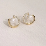 再販…ゴールド＆パール＆ジルコニアピアス ／18K silver925ポスト／卒業式 入学式 繊細な 美しい 小ぶり 癒し スタイリッシュ ミニ 