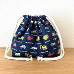 受注製作＊ドット絵 はたらくくるまのお弁当袋(ネイビー)
