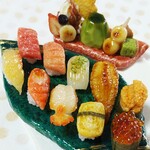 ﾐﾆﾁｭｱ・寿司10貫と抹茶のデザート⑧