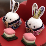 ＊＊ころんとかわいいうさぎ雛＊＊黒に水玉《送料無料