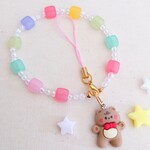 ウインクくまちゃんストラップ・キューブビーズver.1