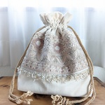 sale🌟淡色系インド刺繍リボンの巾着ポーチ