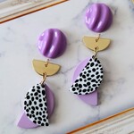 牛柄ポリマークレイ🟣ピアス✳イヤリング