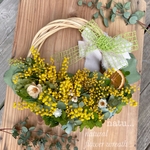 natural wreathミモザリース ドライフラワーリース春待ち