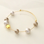 【送料込み】一粒STAR☆&Cottonpearl一連バングル
