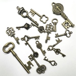 【おまかせ20個】アンティークキーのチャーム  金古美 鍵 key メタルチャーム