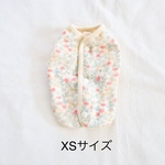 [犬服] XSサイズ 完成品 チワワ　　　　　　　　　　　花とミツバチ柄 裏毛ニット パイピングベスト 背中開き 春服