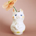 うさぎ親子の花瓶 （一輪挿し／磁器）一点もの