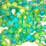 【新入荷！】ガラスクラックビーズ*30個セット*10mm* アクアブルー&グリーン 