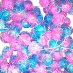 【直輸入】ガラスクラックビーズ*30個セット*10mm* ブルー&ピンク 