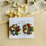 アンティークボタン　ハートマルチカラー　イヤリング