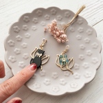 【ご予約商品】黒猫🐈‍⬛春の訪れイヤリング💠