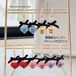 No.21 黒リボン ハート イヤリング/ピアス