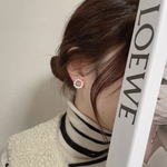 2color選べる〻◇再販◇いいね♡✖️100超え//コットンパールサークルピアスorイヤリング♡