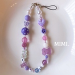 ビーズストラップ💜スマホストラップ🧸ハンドストラップ🟣purple/MIMI.☺︎