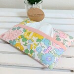 🏵️新作🏵️リバティ生地使用【ティッシュケース】⑰  パッチワーク ポケットティッシュケース ティッシュカバー ポケットティッシュカバー リバティプリント ホワイトデー お返し 桜 プレゼント