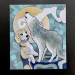 G様【ご購入用】専用ページ⑧ ビーグル犬とオオカミの壁掛けイラスト 原画 アート 絵画
