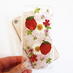 いちご 押し花iPhoneケース 押し花スマホケース 押しフルーツiPhoneケース 押しフルーツスマホケース 
